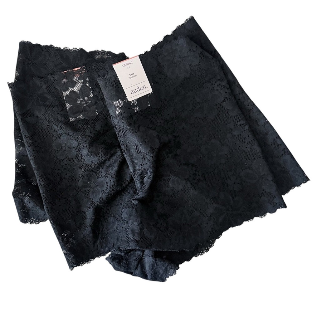 Women's Allover Lace Boy Shorts Underwear - Auden™ Black XS: Mid Rise - Picture 7 of 9